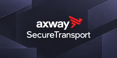 Axway logo and SecureTransport product name on a dark geometric background