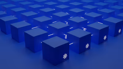 Kubernetes logo in golden color on a dark background