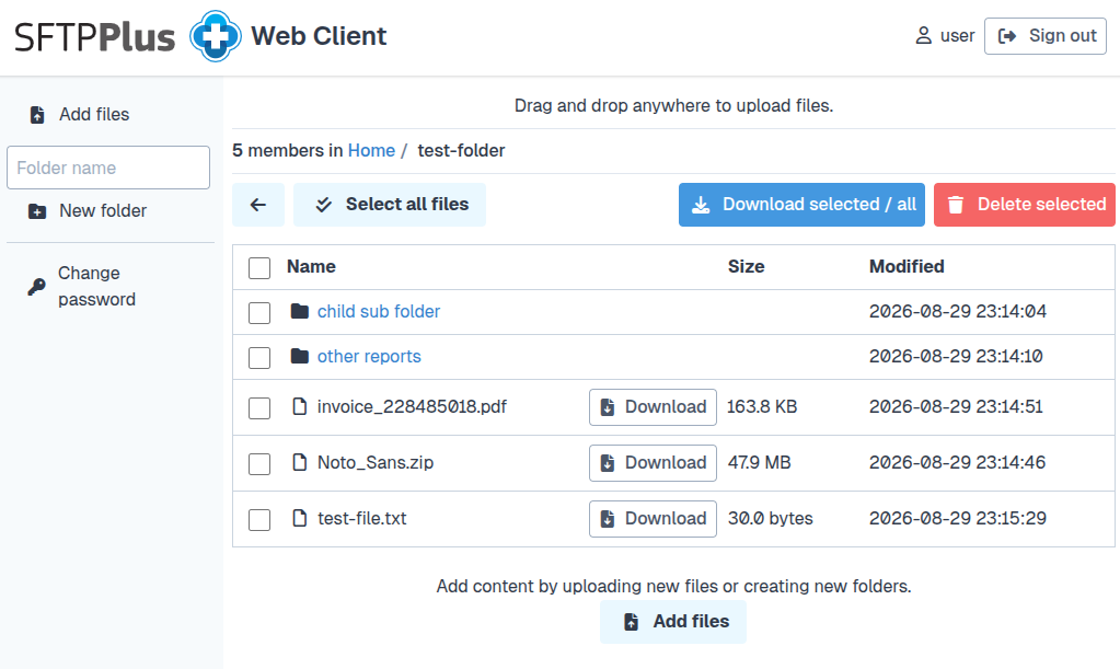 SFTPPlus web client file browser